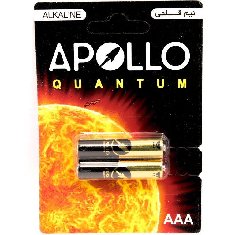 باتری نیم قلمی آلکالاین آپولو بسته دو عددی APOLLO