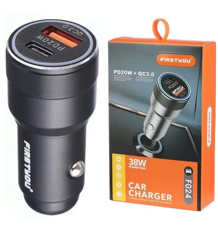 شارژر فندکی فست شارژ Firstyou F024 QC3.0 PD 3A 20W
