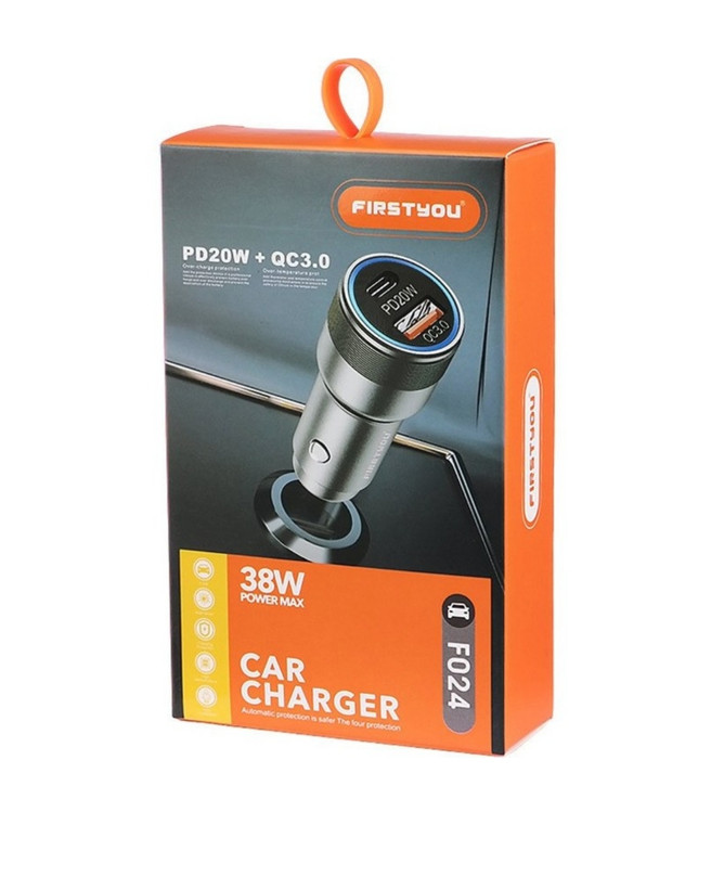 شارژر فندکی فست شارژ Firstyou F024 QC3.0 PD 3A 20W