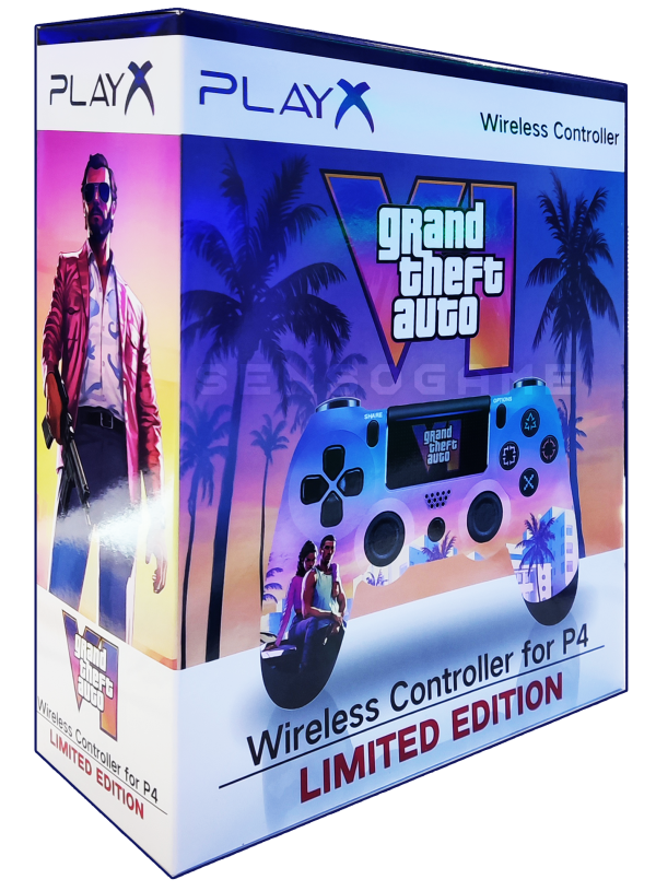 دسته بازی پلی استیشن 4 کاستوم طرح GTA VI برند Play X