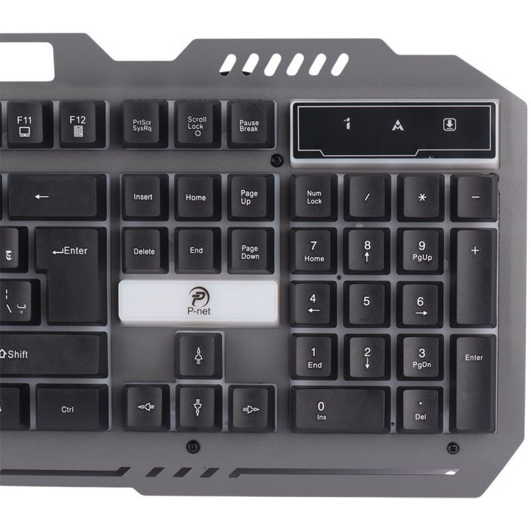 کیبورد گیمینگ پی نت مدل KB1700 با نورپردازی RGB و حروف فارسی