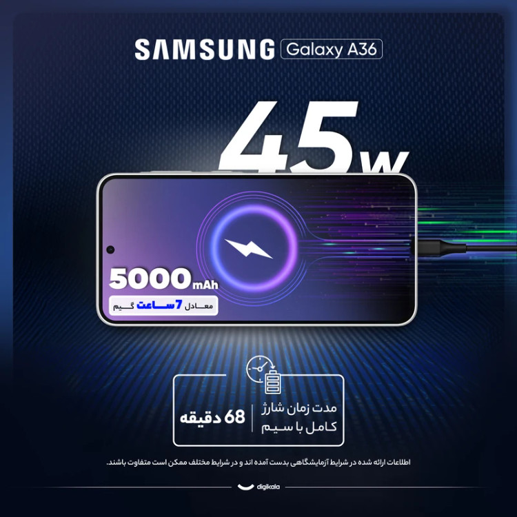گوشی موبایل سامسونگ مدل Galaxy A36 ظرفیت 256 گیگابایت و رم 8 گیگابایت (ویتنام)