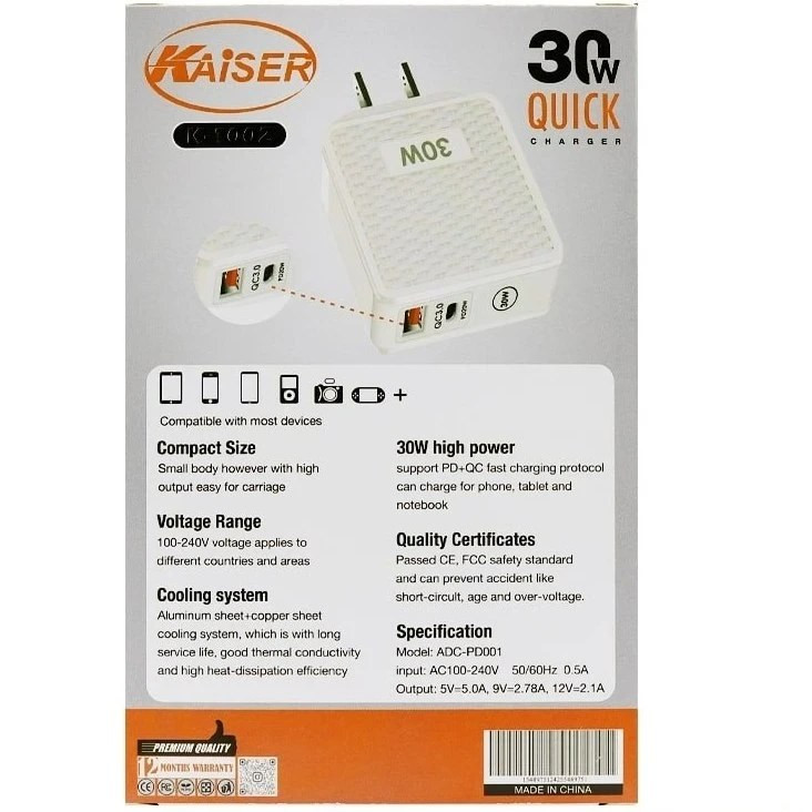 شارژر دیواری 30 وات مدل K-1001