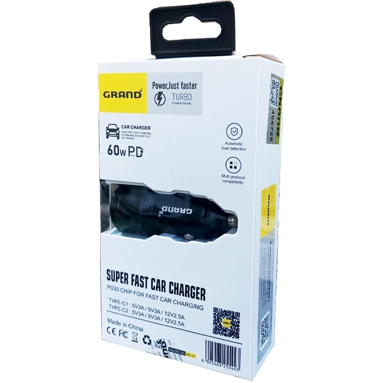 شارژر فندکی 60 وات خودرو گرند مدل GC-07